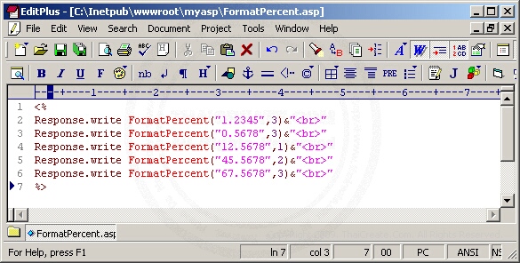 ASP/VbScript FormatPercent