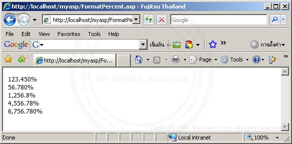 ASP/VbScript FormatPercent