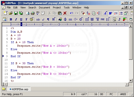 Vbscript If ASP/VBScript IF...Then..Else...End IF