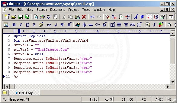 ASP/VBScript IsNull()