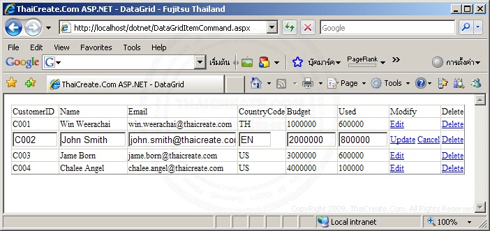 ASP.NET DataGrid Control ASP.NET DataGrid Control