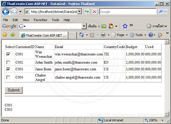 ASP.NET DataGrid Control ASP.NET DataGrid Control