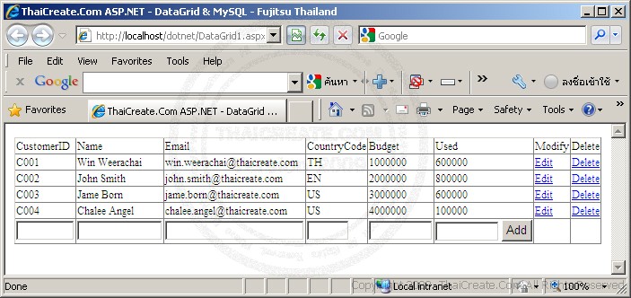 ASP.NET DataGrid & MySQL