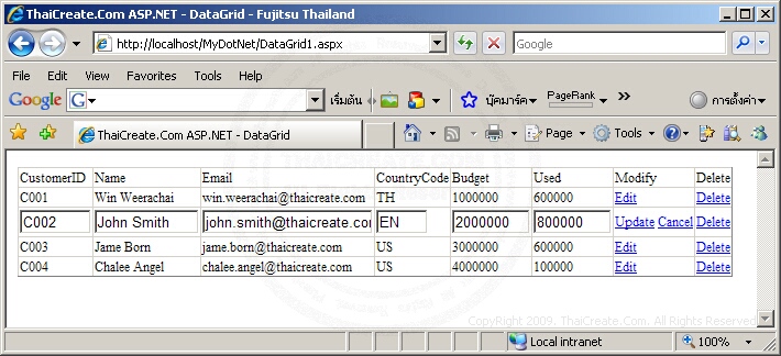 ASP.NET DataGrid Control ASP.NET DataGrid Control