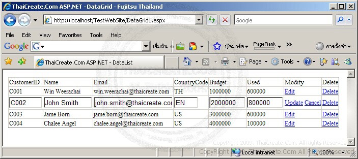 ASP.NET DataGrid Control ASP.NET DataGrid Control