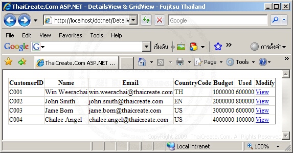 ASP.NET DetailView Control ASP.NET DetailView Control