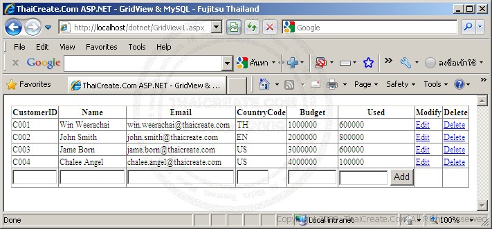 ASP.NET GridView & MySQL