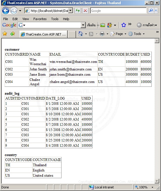 ASP.NET System.Data.OracleClient