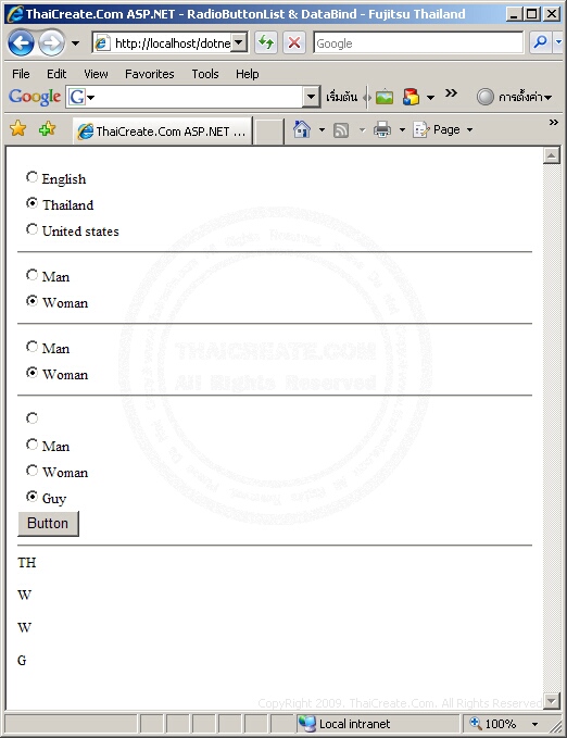 ASP.NET RadioButtonList ASP.NET RadioButtonList