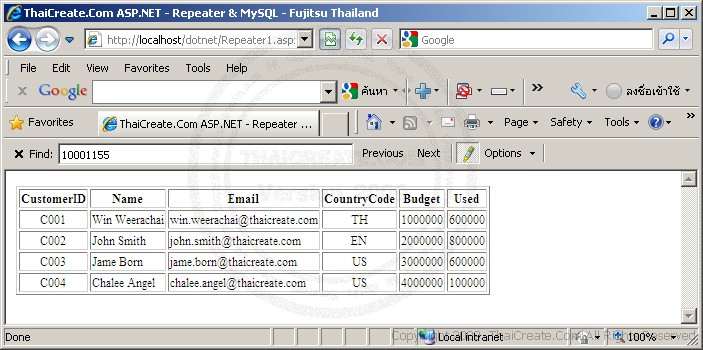 ASP.NET Repeater & MySQL