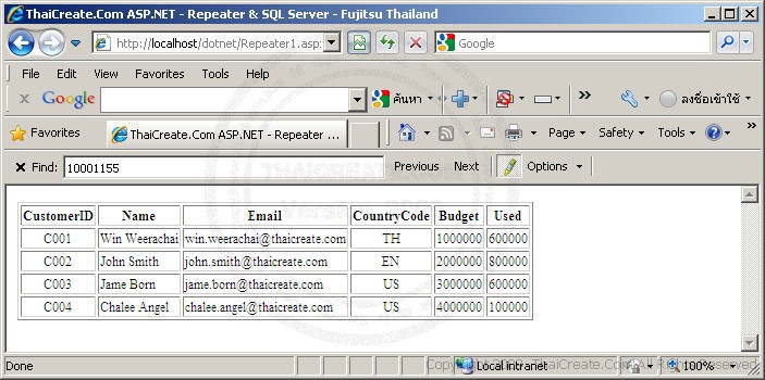 ASP.NET Repeater & SQL Server