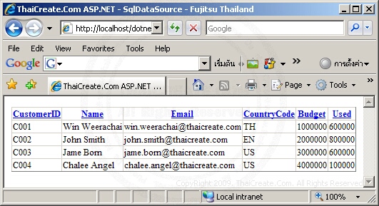 ASP.NET SqlDataSource ASP.NET SqlDataSource