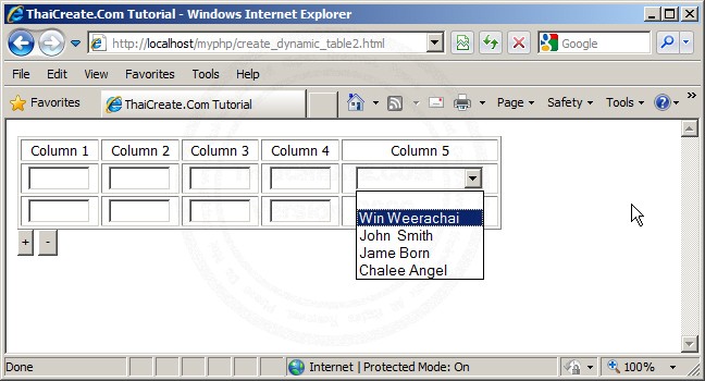 JavaScript Create/Remove/Delete Dynamic Table Rows