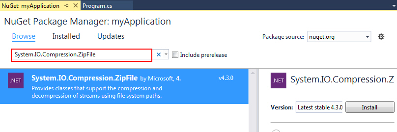 C# VB.Net Zip File