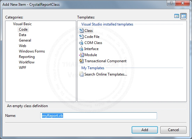 Crystal Report Class .NET Crystal Report Class .NET