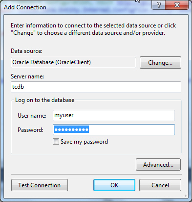 Entity Framework Oracle Database