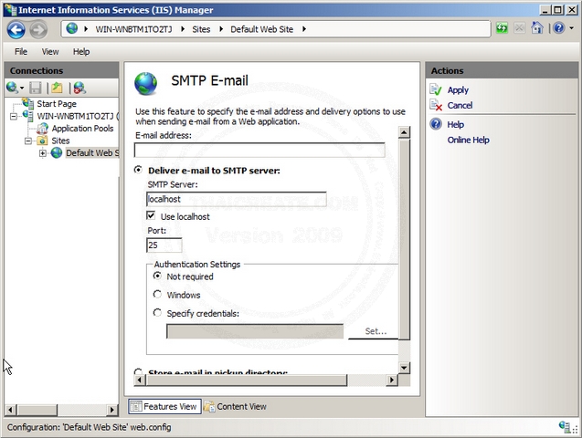 SMTP - IIS7 Windows 2008 Server