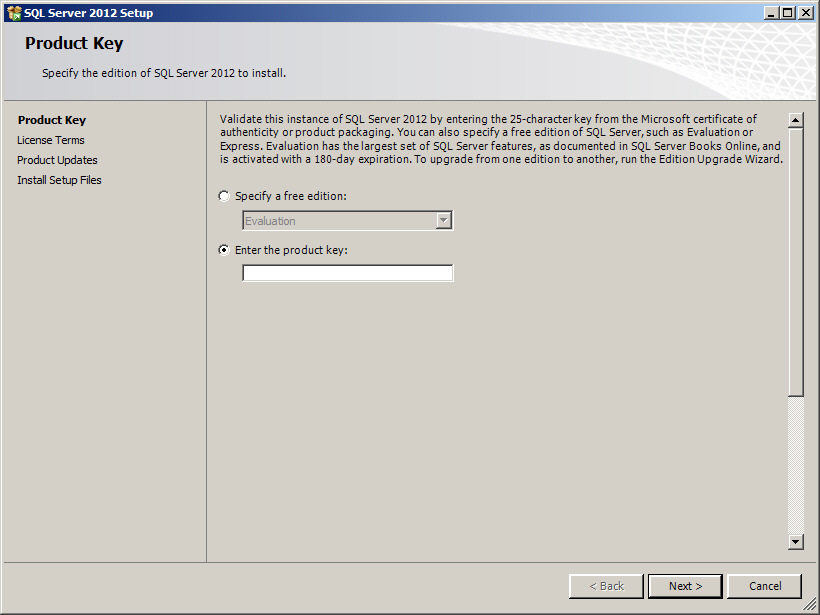 Install SQL Server 2012