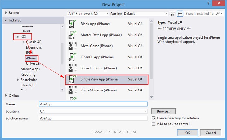 Xamarin.iOS Visual Studio Create Run Project 