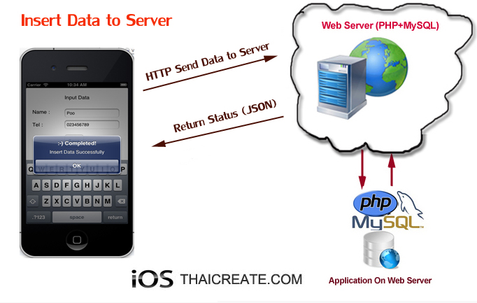 iOS/iPhone Add Insert Data to Web Server (URL,Website)