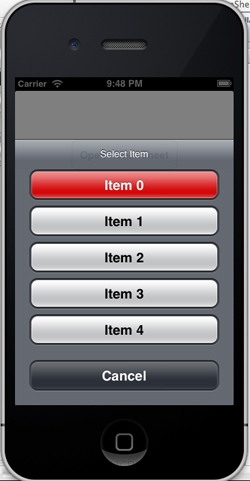 iOS/iPhone Action Sheet iOS/iPhone Action Sheet