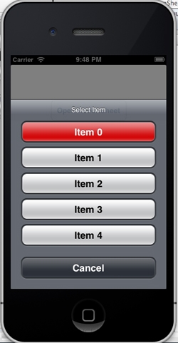 iOS/iPhone Action Sheet