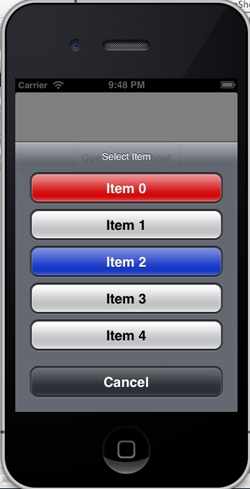 iOS/iPhone Action Sheet