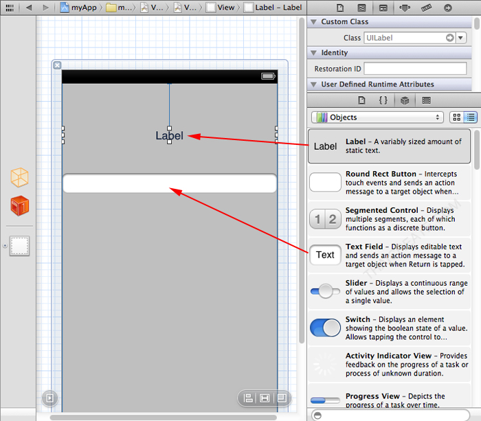 iOS Objective-C Show Text iPhone iPad