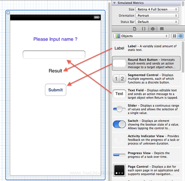 iOS/iPhone Label(UILabel) , Text Field(UITextField) , Round Rect Button(UIButton) 