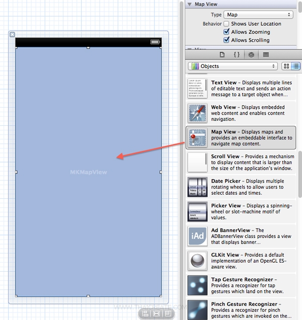 iOS/iPhone Map View (MKMapView) Example