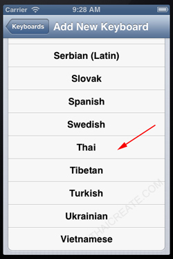 iOS Simulator iPhone iPad Thai Keyboard