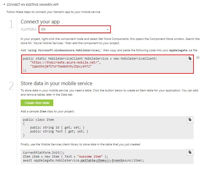 iOS C# (Xamarin.iOS)  Table and Mobile Services Insert