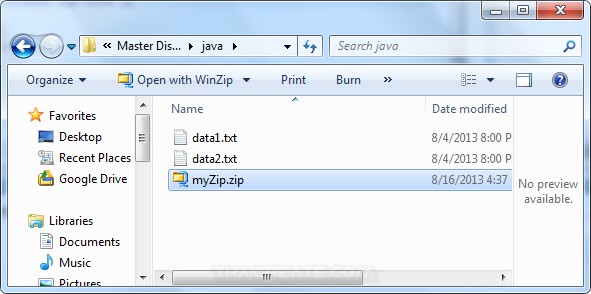 Java Create Zip Compress files