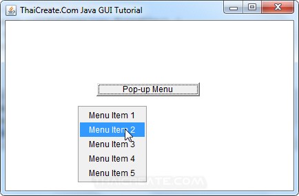 Java AWT and Popup Menu (PopupMenu) - Example