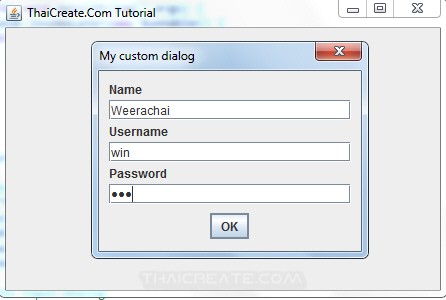 Java GUI : Dialog Input Custom Modal Dialog