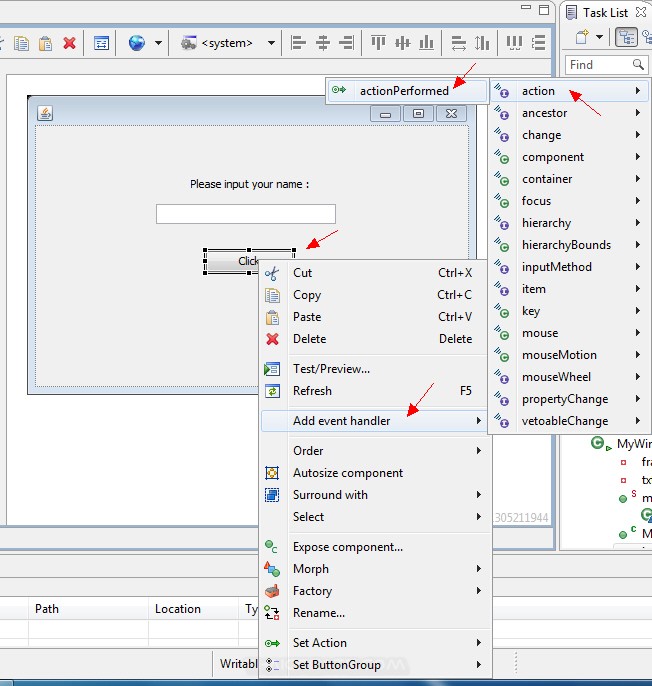 Java GUI Event / Dialog Java GUI Event / Dialog