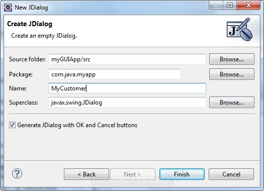 Java GUI Choose Data  from JDialog to Main Frame