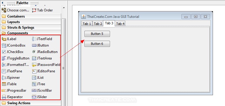 Java GUI Create Tab and Multiple Tab Item