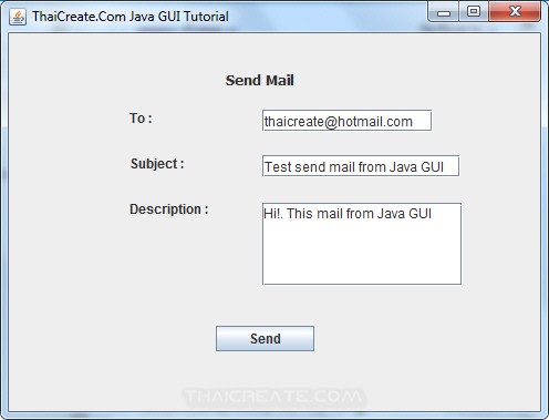 Java GUI Create Frame Form for Send Mail