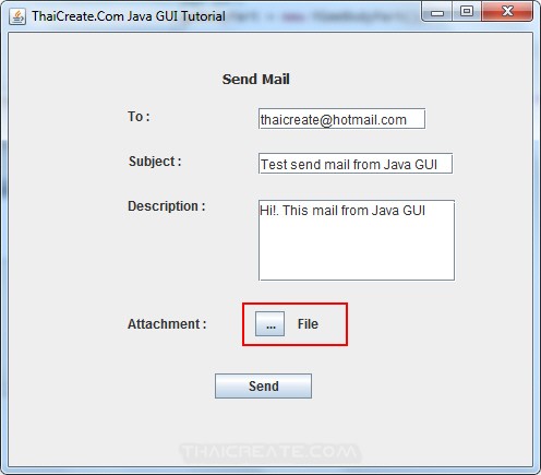 Java GUI Create Frame Form for Send Mail