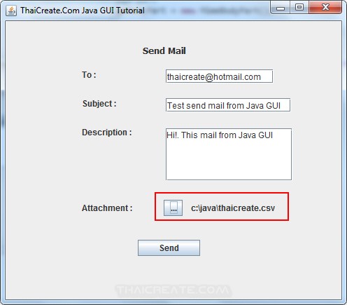 Java GUI Create Frame Form for Send Mail