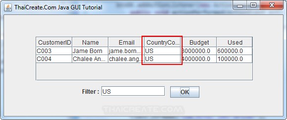 Java GUI JTable - Filter Data in JTable Java GUI JTable - Filter Data in JTable