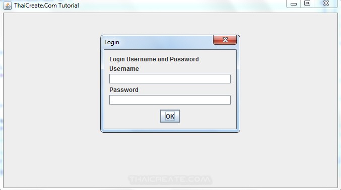 Java GUI Login Username and Password via JDialog Java GUI Login Username and Password via JDialog