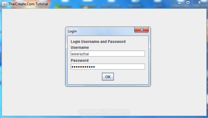 Java GUI Login Username and Password via JDialog