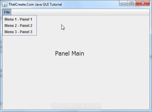 Java GUI Create Menu and Open Another Panel Layer