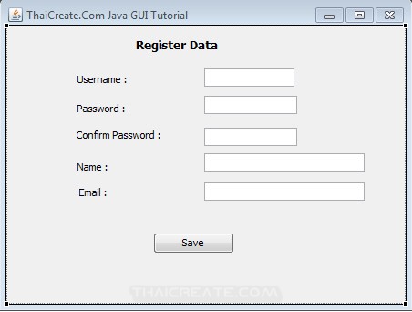 Java GUI Member Register Form and Validation Data