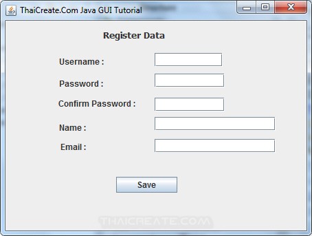 Java GUI Member Register Form and Validation Data