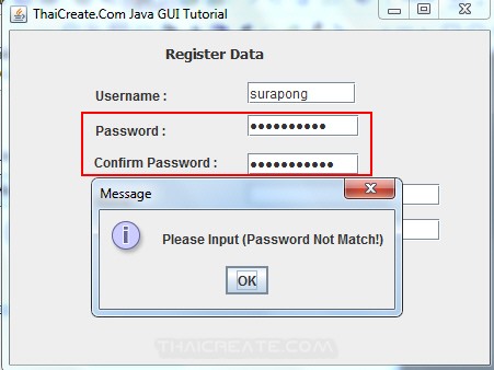 Java GUI Member Register Form and Validation Data