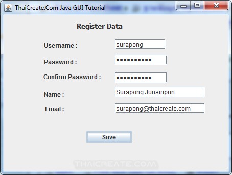 Java GUI Member Register Form and Validation Data