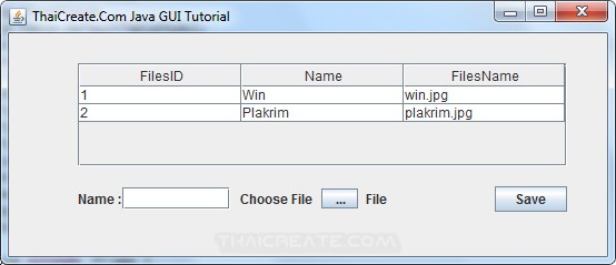 How to use : Java GUI Upload file to Database via JFileChooser